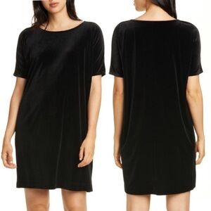 New w/tags XL Large Eileen Fisher black velvet dress 53” B 39” L
